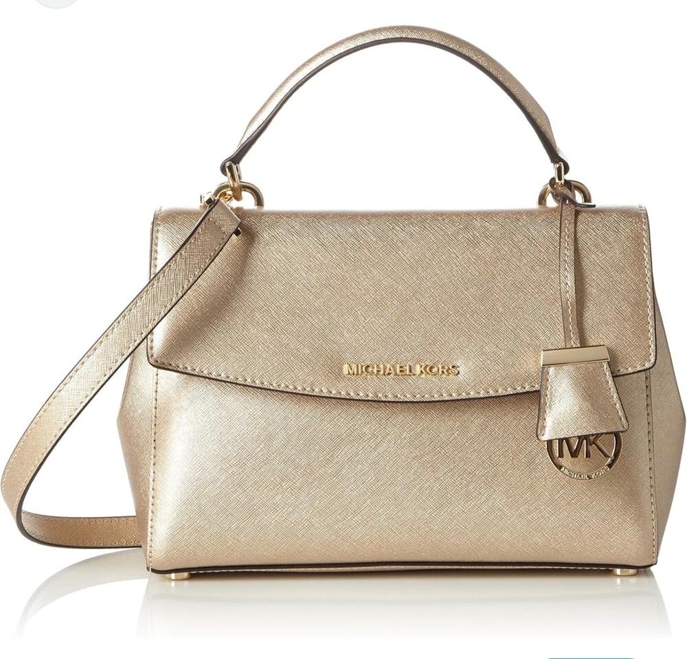 Michael Kors Ava Top Handle Satchel Crossbody Purse GS Gold Metallic
